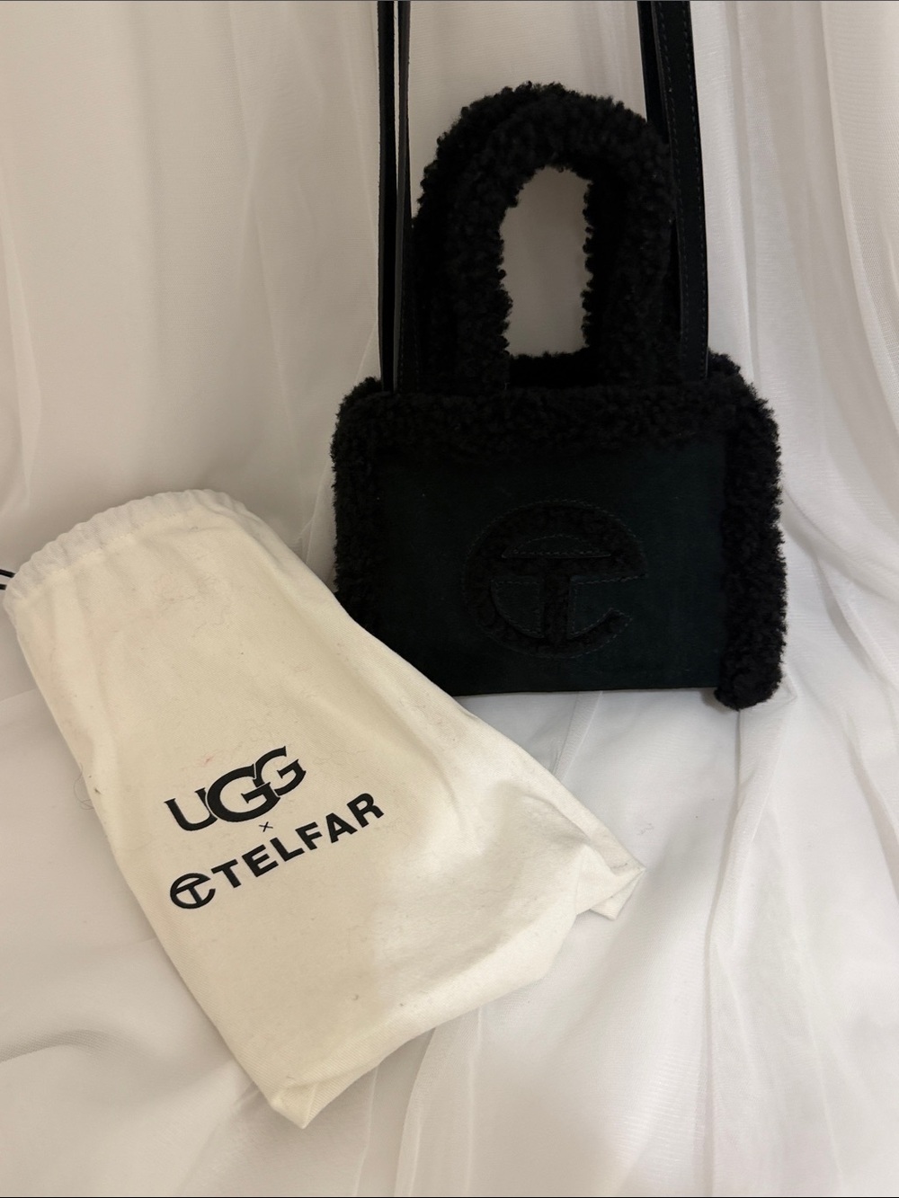 Small Telfar x Ugg Black Fur bag